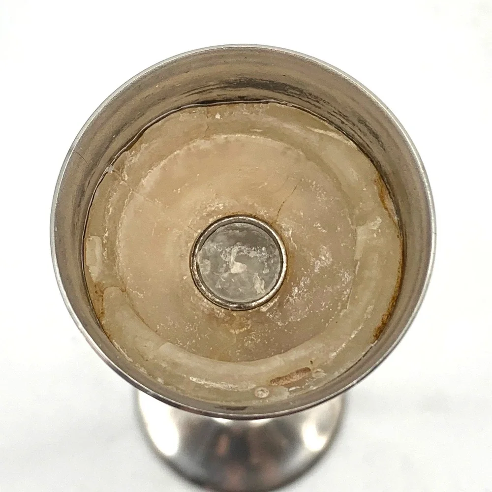WA Italy Candlestick 10.5 Inch Silver Silverplate‎ Tall Slender Stem Tulip Cup